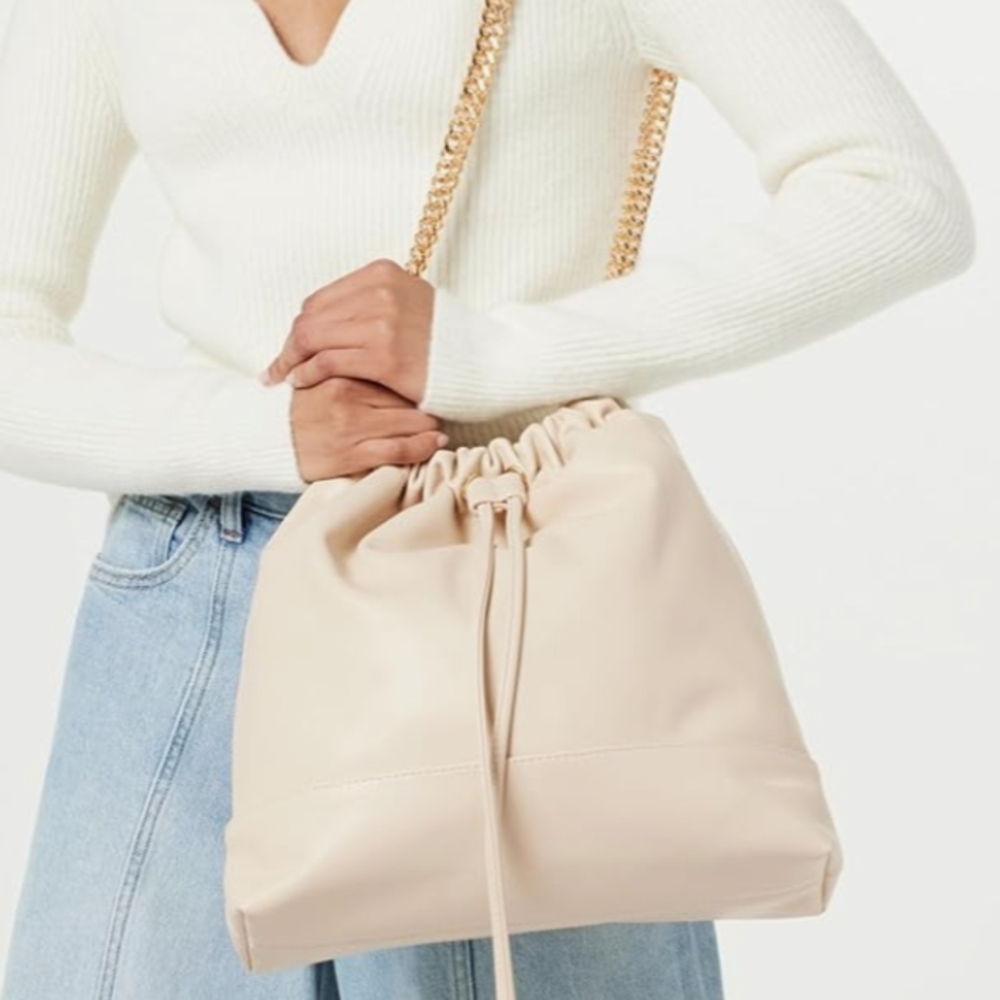 The Drop Nyjah Cream Shoulder Bag Tote with Chain Strap New